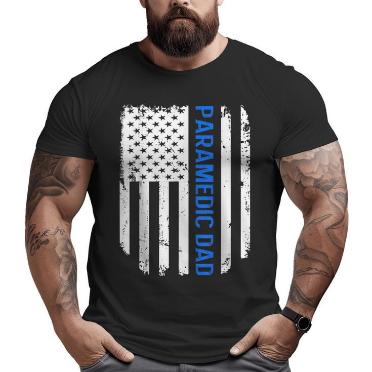 Vintage American Flag Proud Paramedic Dad Big and Tall Men T-shirt