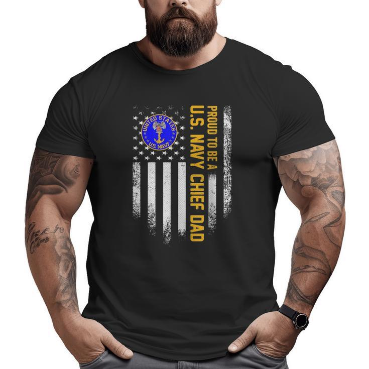 Vintage American Flag Proud To Be Us Navy Chief Veteran Dad Big and Tall Men T-shirt
