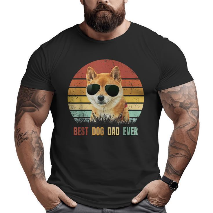 Vintage Best Dog Dad Ever Shiba Inu Fathers Day  Big and Tall Men T-shirt