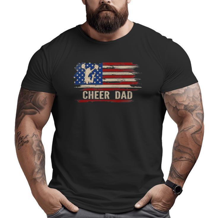 Vintage Cheer Dad American Usa Flag Cheerleading Dance Big and Tall Men T-shirt