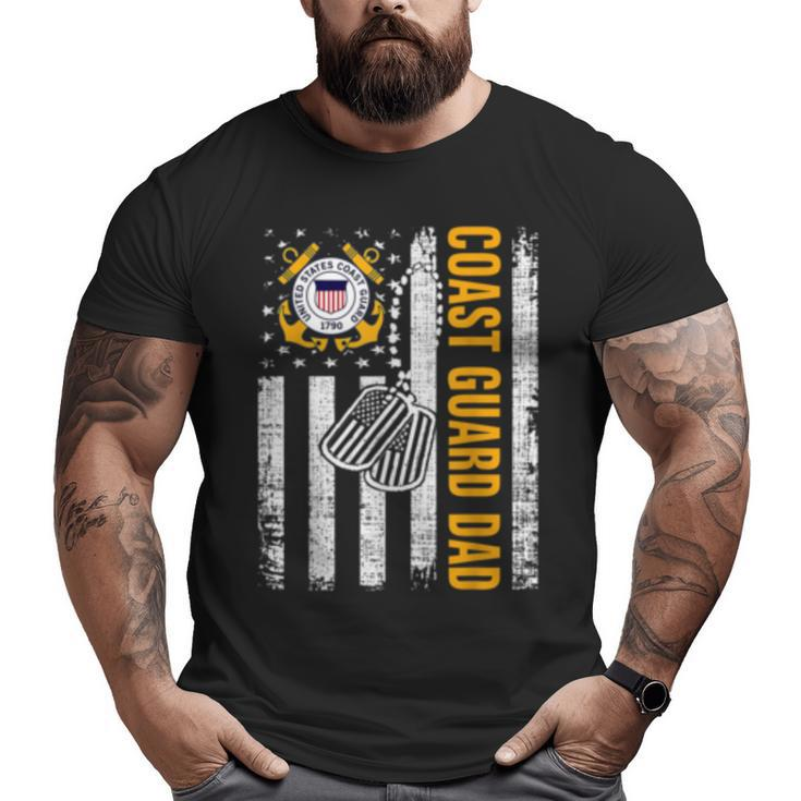 Vintage Coast Guard Dad American Flag Cool Veteran Day  Big and Tall Men T-shirt