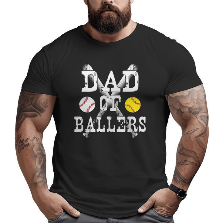 Vintage Dad Of Ballers Baseball Softball Lover Big and Tall Men T-shirt