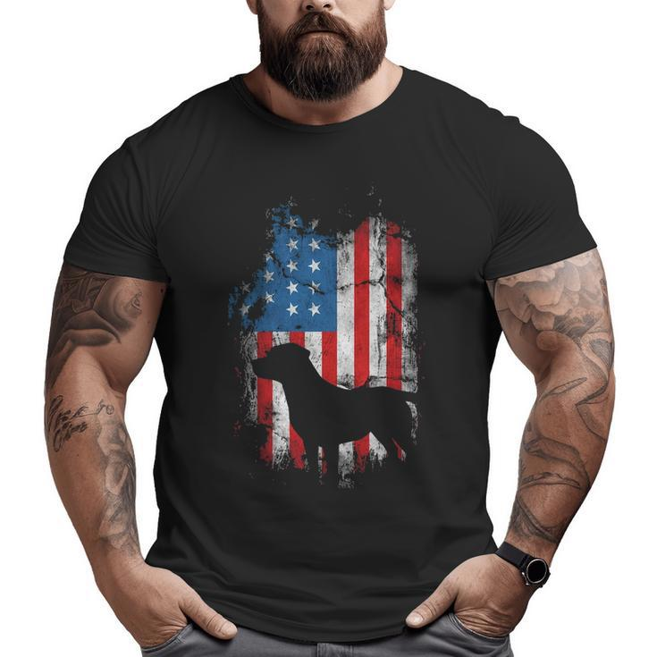 Vintage Labrador American Usa Flag For Dog Lover Big and Tall Men T-shirt