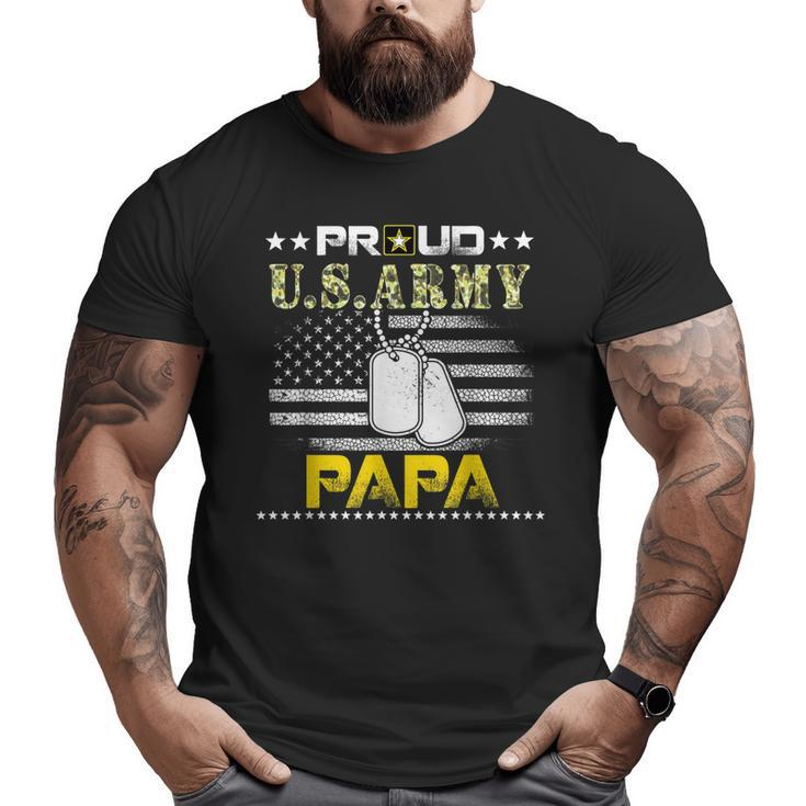 Vintage Proud Papa Usarmy Veteran Flag  Big and Tall Men T-shirt