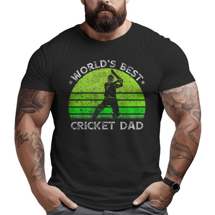 Vintage Retro World's Best Cricket Dad Silhouette Sunset Big and Tall Men T-shirt