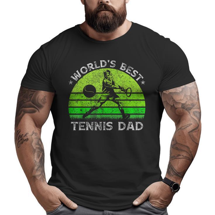 Vintage Retro World's Best Tennis Dad Silhouette Sunset  Big and Tall Men T-shirt