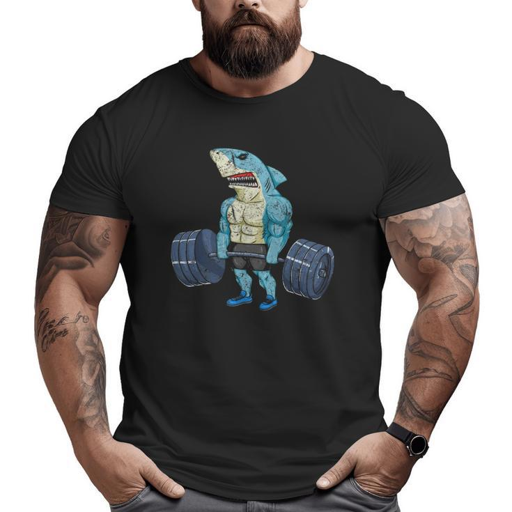 Vintage Shark Weightlifting Bodybuilder Muscle Fitness Big and Tall Men T-shirt
