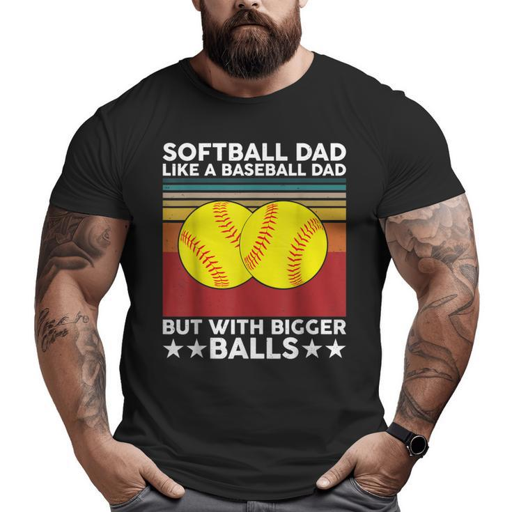 Vintage Softball Dad Like A Baseball Dad Us Flag Fathers Day Big and Tall Men T-shirt