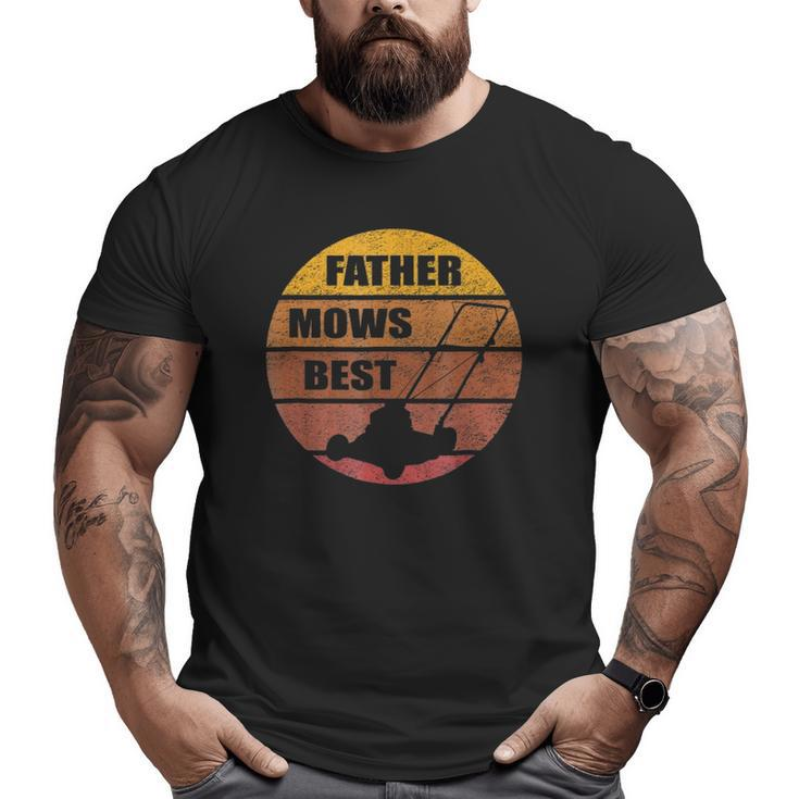 Vintage Sunset Lawn Mower Father Mows Best Silhouette Big and Tall Men T-shirt