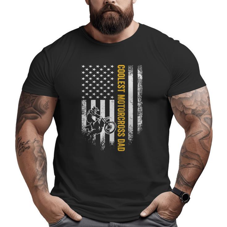 Vintage Usa Flag Coolest Motocross Dad Silhouette Big and Tall Men T-shirt