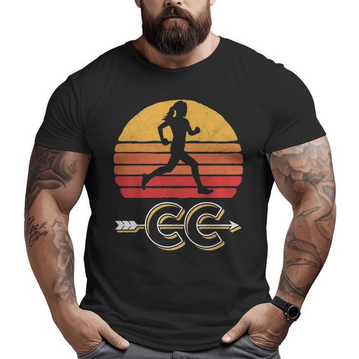 Vintage Woman Running Runner Cross Country Arrow Big and Tall Men T-shirt