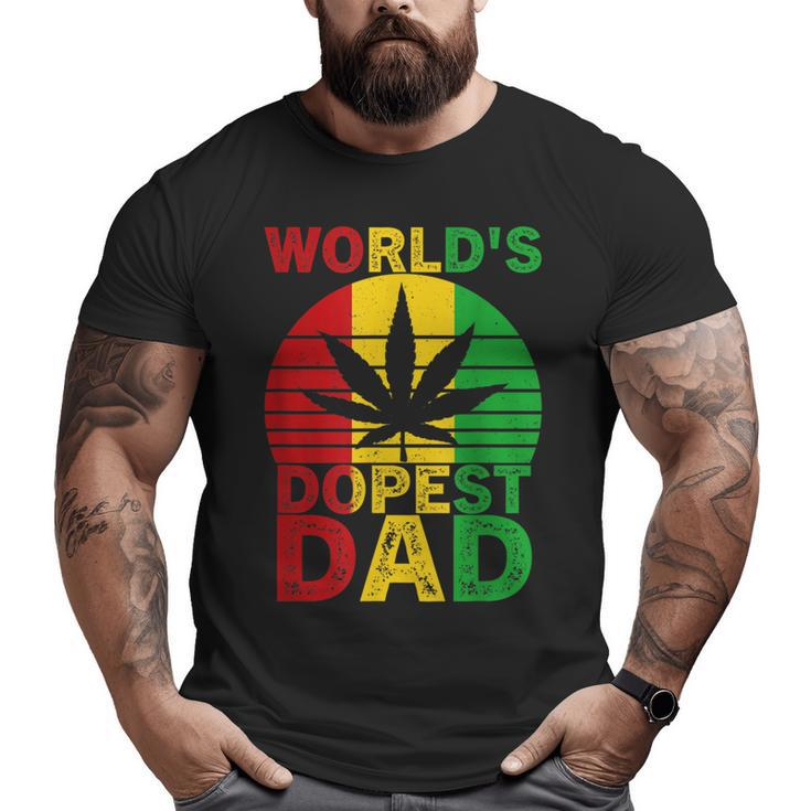 World's Dopest Dad Vintage Weed Leaf Cannabis Marijuana Big and Tall Men T-shirt