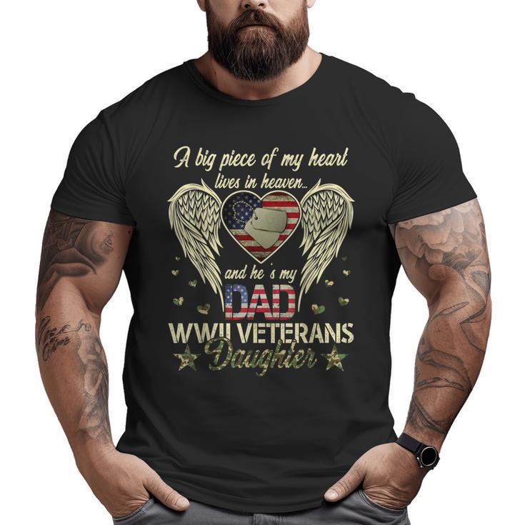 Wwii Veterans Daughter Heart Heaven American Flag Idea Big and Tall Men T-shirt