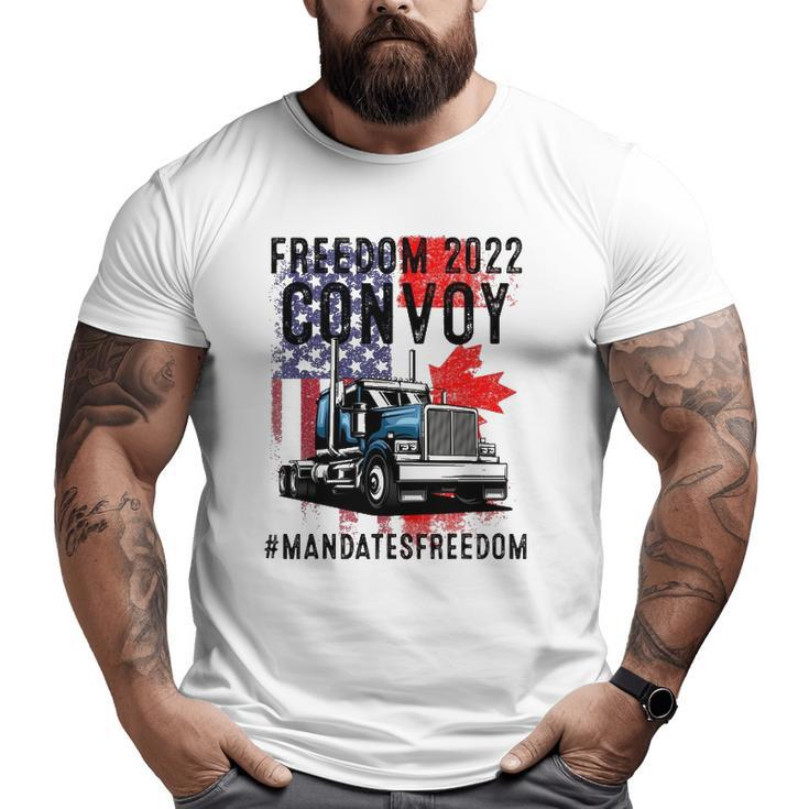 American Flag Canada Flag Freedom Convoy 2022 Trucker Driver Big and Tall Men T-shirt