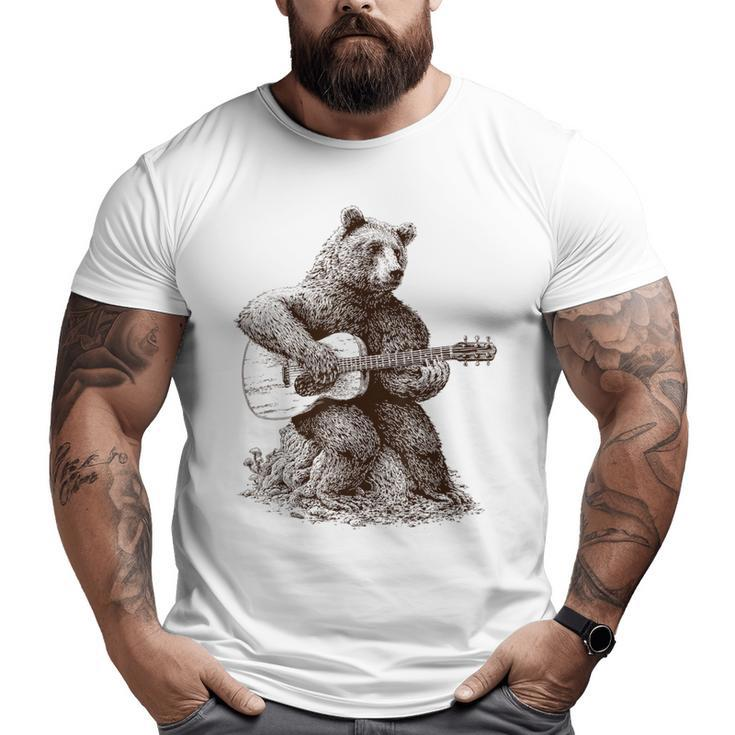 Bear Playing Guitar Players Music Dad Rock N Roll Big and Tall Men T-shirt