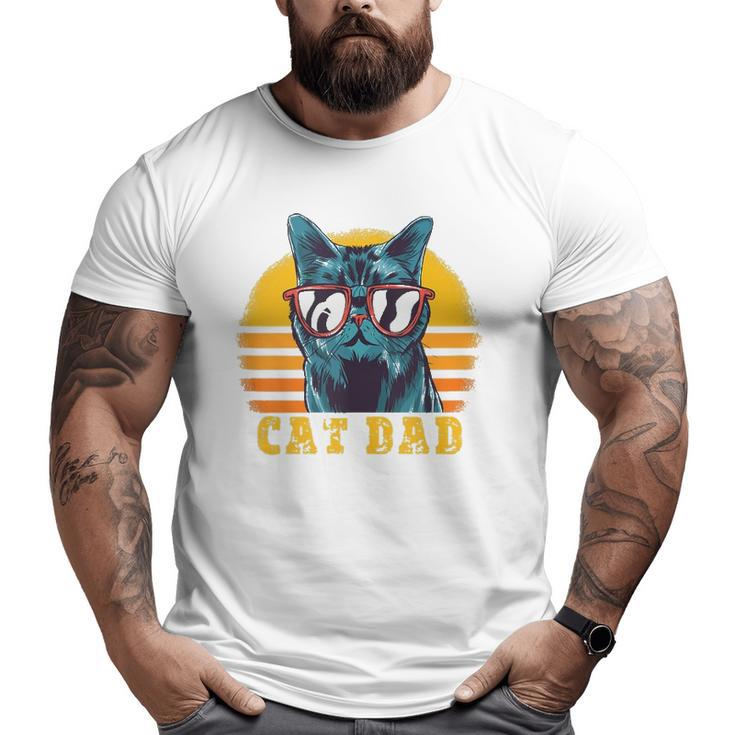 Cat Dad Vintage Cat Sunglasses Best Cat Dad Big and Tall Men T-shirt