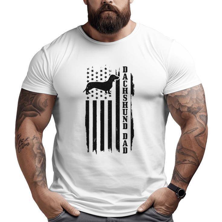 Dachshund Dad Vintage American Flag Patriotic Weiner Dog Big and Tall Men T-shirt