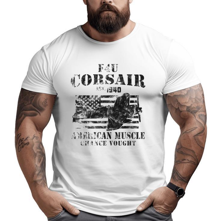 F4u Corsair Wwii Fighter American Muscle Vintage Big and Tall Men T-shirt