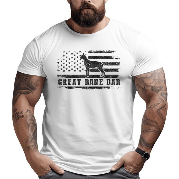 Great Dane Dad Distressed American Flag Patriotic Dog Big and Tall Men T-shirt