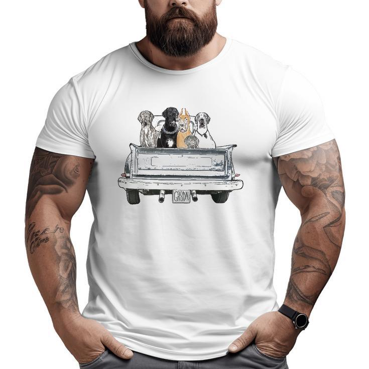 Great Danes In A Pickup Truck Top For Men Large Dog Dad Big and Tall Men T-shirt