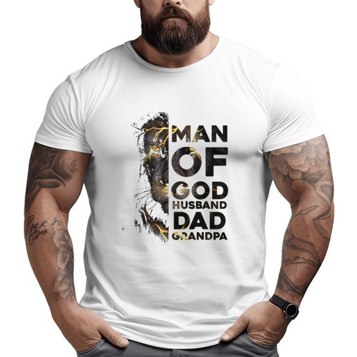 Lion Man Of God Husband Dad Grandpa Fathers Day Big and Tall Men T-shirt