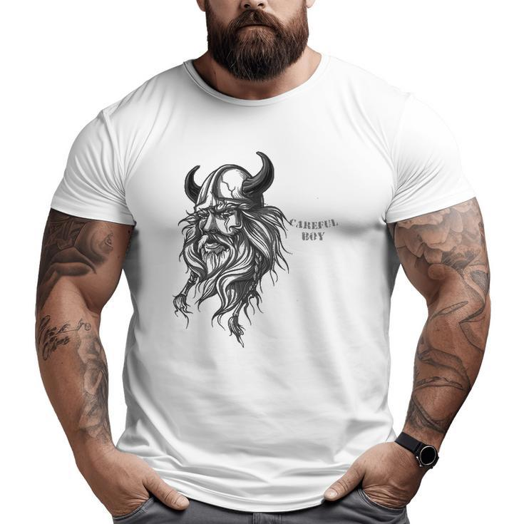 Mens Careful Boy I'm This Old For A Reason Viking Dad Big and Tall Men T-shirt