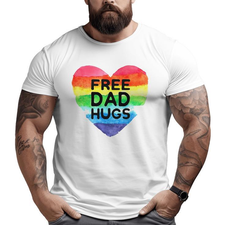 Mens Free Dad Hugs Rainbow Heart Flag Gay Lgbt Pride Month Big and Tall Men T-shirt