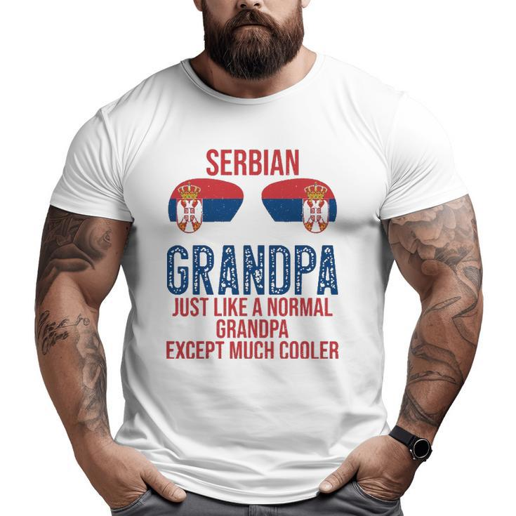 Mens Serbian Grandpa Serbia Flag Sunglasses Father's Day Big and Tall Men T-shirt