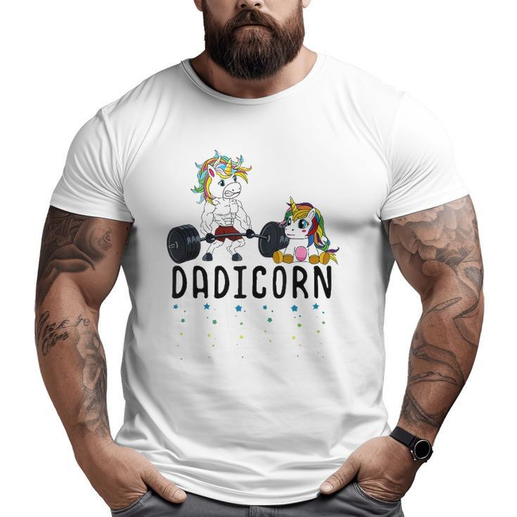 Mens White Dadicorn Unicorn Dad Fitness Gym Weightlifting Big and Tall Men T-shirt