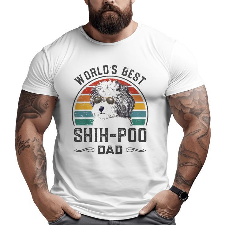 Mens World's Best Shih Poo Dad Vintage Dog Dad Big and Tall Men T-shirt