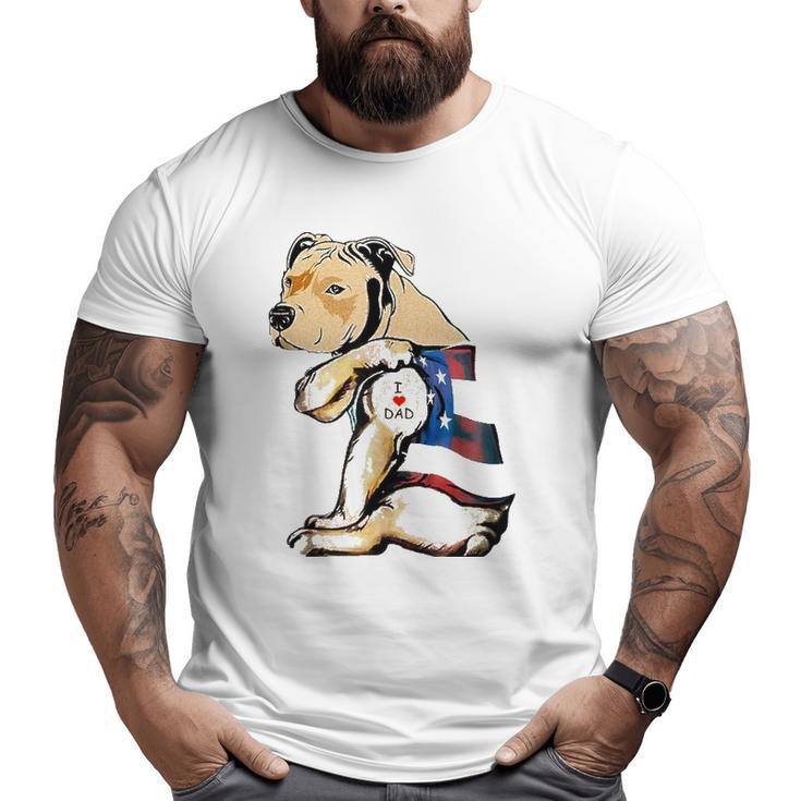 Pitbull Dog Tattoo I Love Dad Big and Tall Men T-shirt
