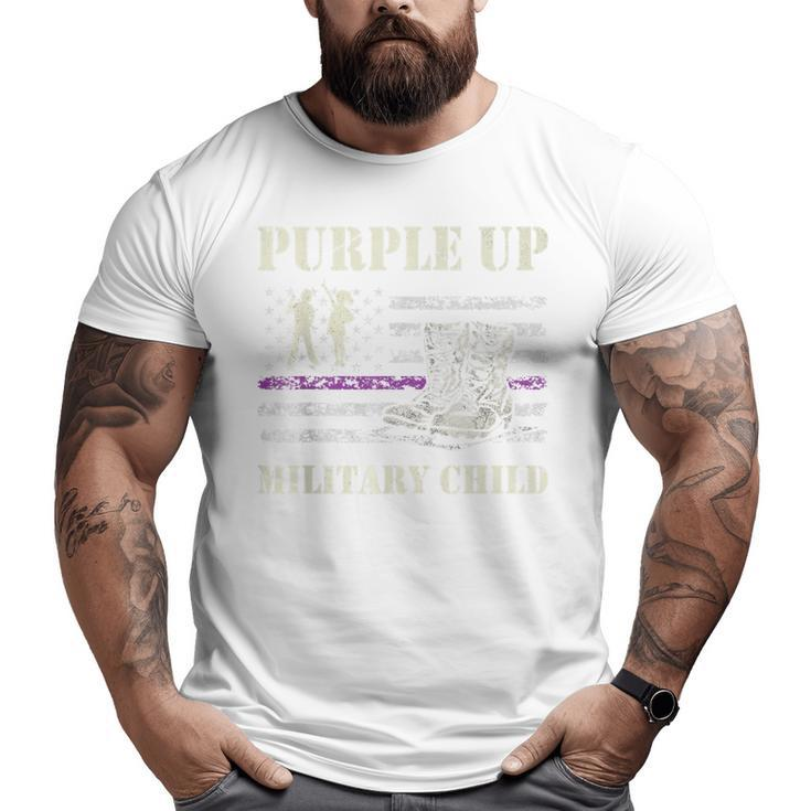 Purple Up Military Child Kids Army Dad Us Flag Retro Big and Tall Men T-shirt