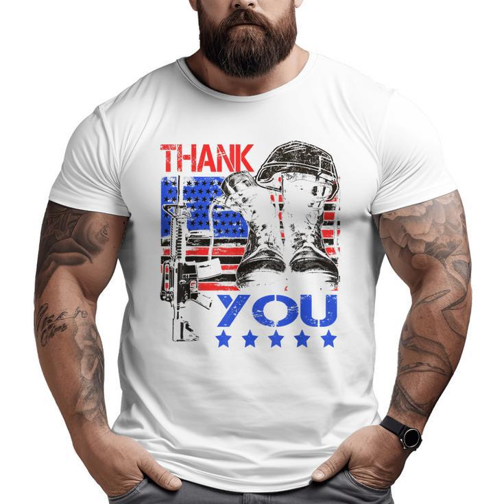Thank You Army Soldiers Military Us Navy July Veterans Big and Tall Men T-shirt