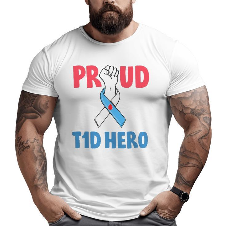 Type 1 Diabetes Awareness Proud Dad T1d Hero Diabetes Dad Big and Tall Men T-shirt