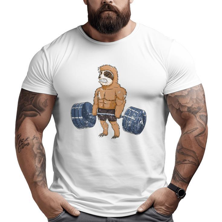 Vintage Sloth Weightlifting Bodybuilder Muscle Fitness Big and Tall Men T-shirt