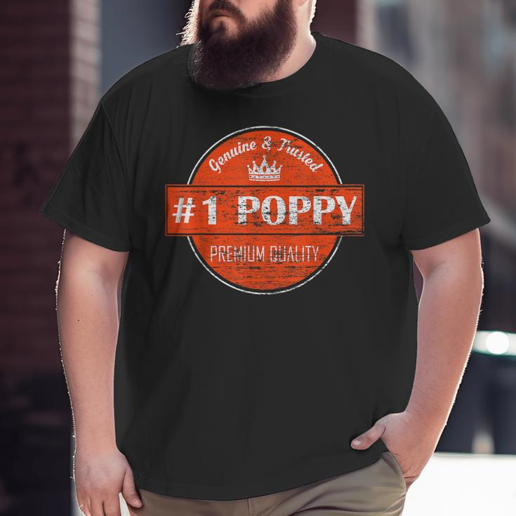 1 Poppy Men Number One Dad Grandpa Fathers Day Big and Tall Men T-shirt