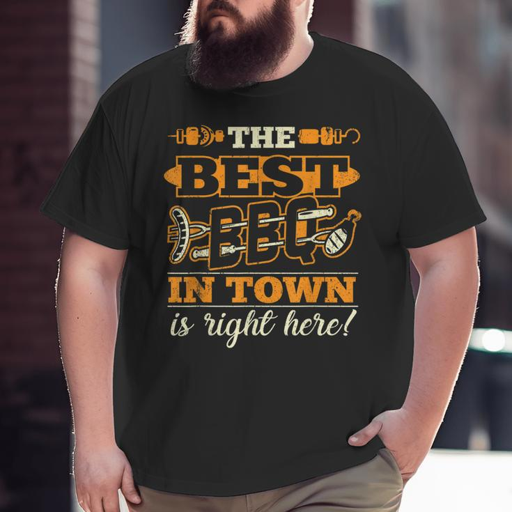 Barbecue Best Bbq In Town Smoker Grillin Grandpa Dad Big and Tall Men T-shirt