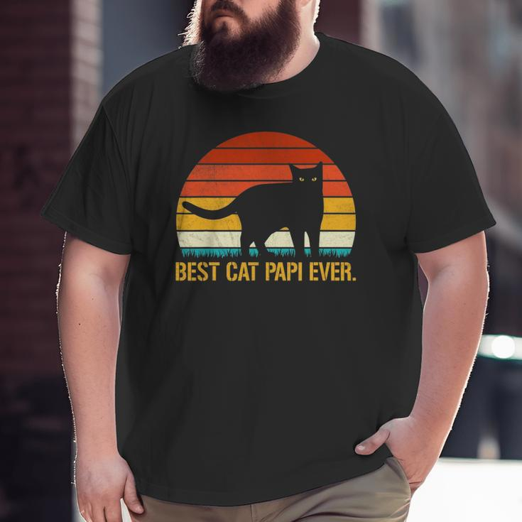 Best Cat Papi Ever Vintage Retro Cat Lover Xmas Father's Day Big and Tall Men T-shirt