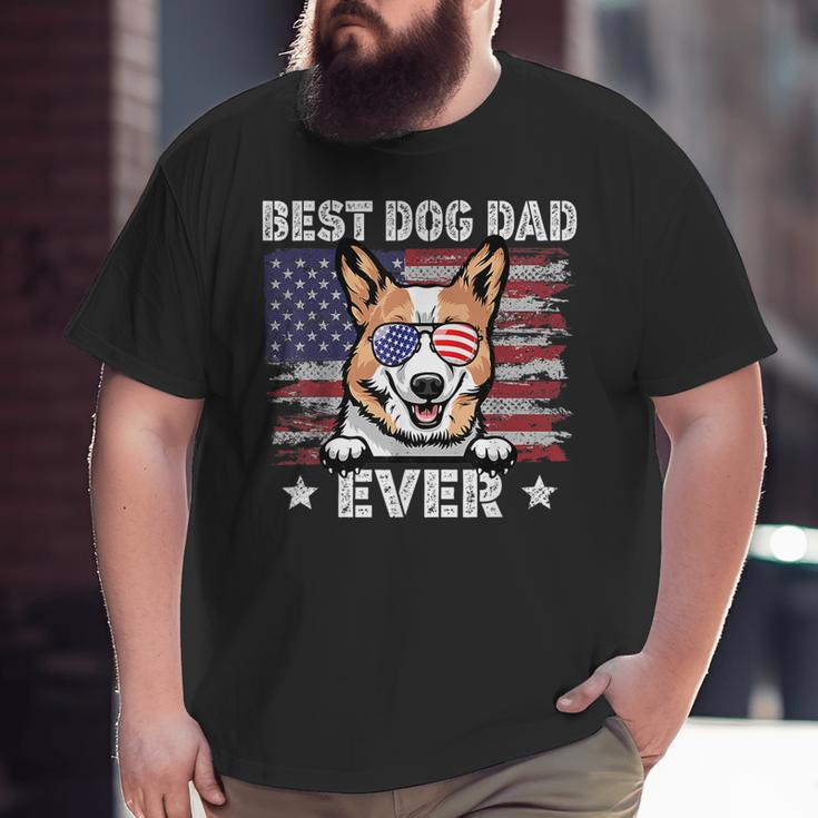 Best Corgi Dad Ever American Flag Fathers Day Big and Tall Men T-shirt