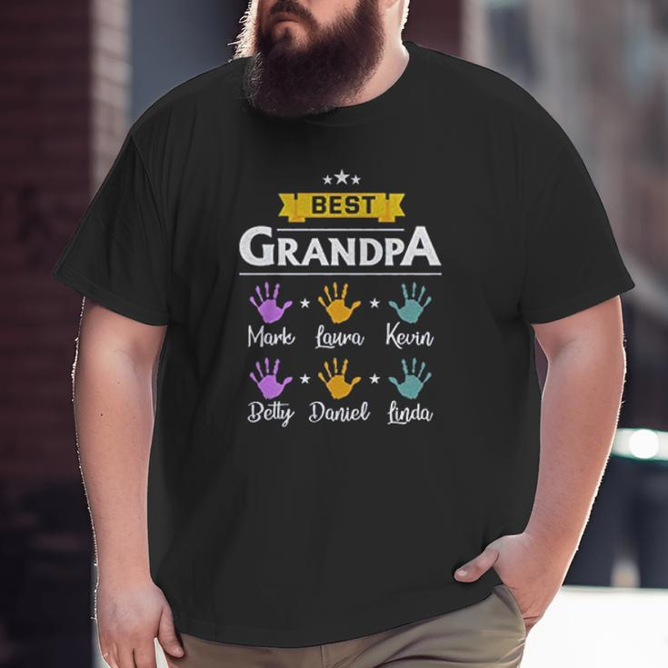 Best Grandpa With Grandchilds Handprint Big and Tall Men T-shirt