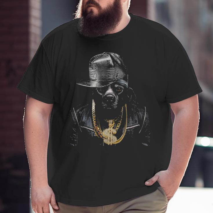 Black Pit Bull Rapper As Hip Hop Artist Dog Big and Tall Men T-shirt