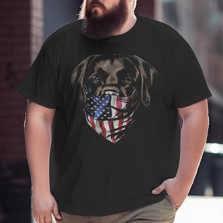 Brown Labrador In Patriotic Usa America Bandana Dog Big and Tall Men T-shirt