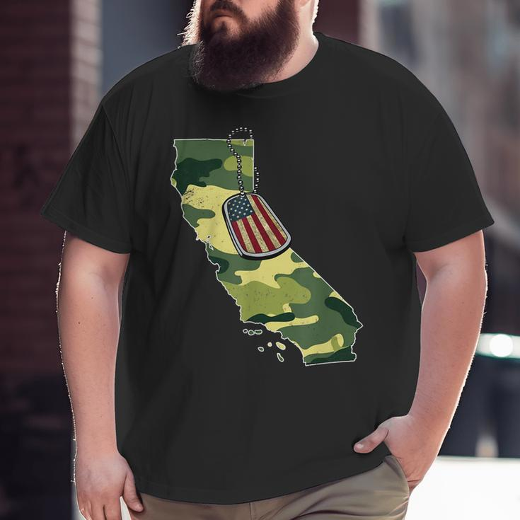 California Camouflage Veteran Pride Big and Tall Men T-shirt