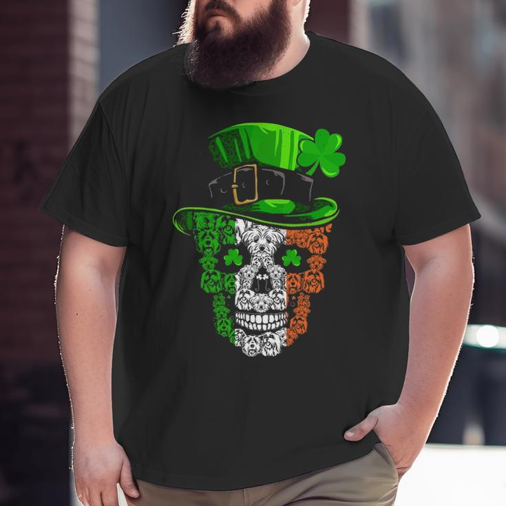 Cool St Patricks Day Maltese Dog Skull Shamrock Big and Tall Men T-shirt
