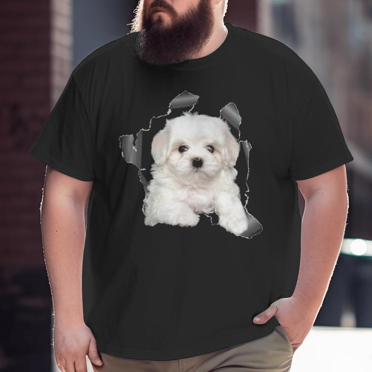 Cute Maltese Torn Cloth Maltese Lover Dog Owner Puppy Big and Tall Men T-shirt
