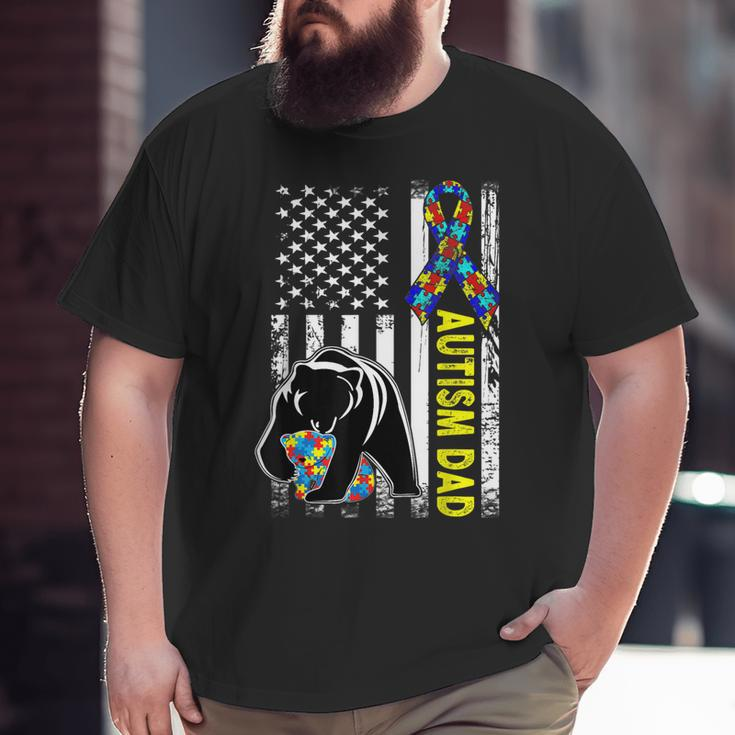 Dad Autism Awareness American Flag Autism Dad Daddy Big and Tall Men T-shirt