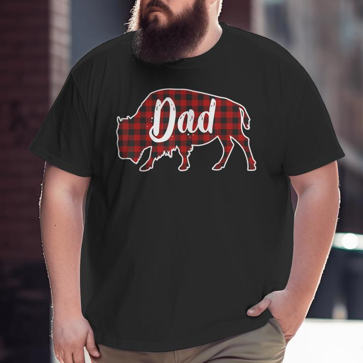 Dad Bison Buffalo Red Plaid Christmas Pajama Family Big and Tall Men T-shirt