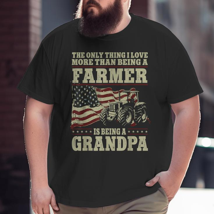 Farming Farmer Grandpa Vintage Tractor American Flag The Big and Tall Men T-shirt