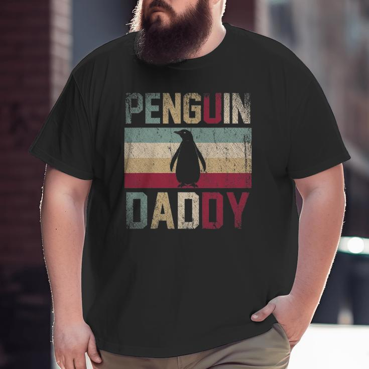 Father's Day Idea Animal Lover Dad Retro Penguin Big and Tall Men T-shirt