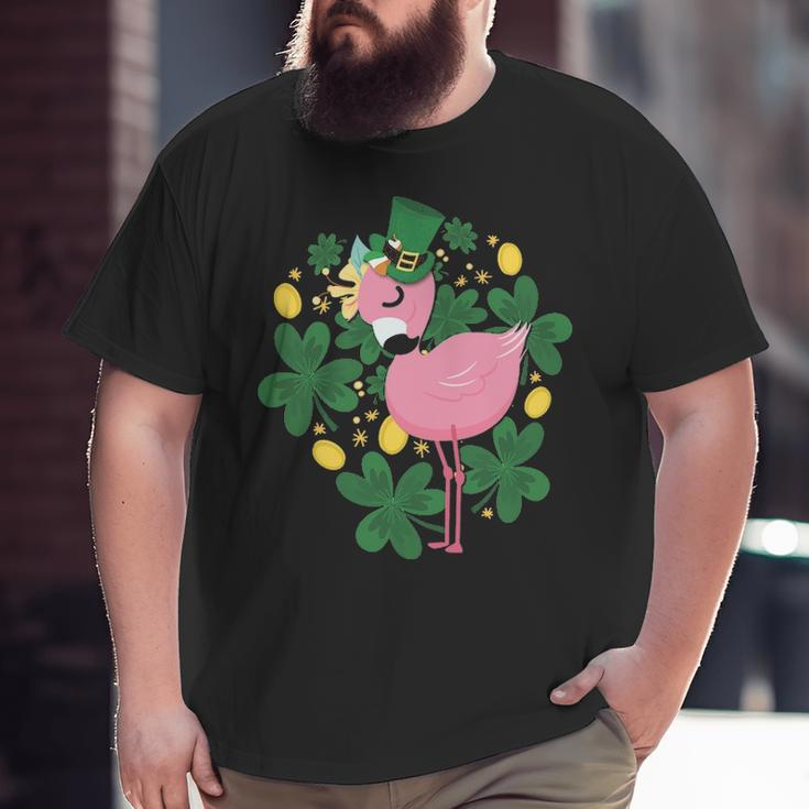 Flamingo St Patrick Day Pink Bird Lover Big and Tall Men T-shirt